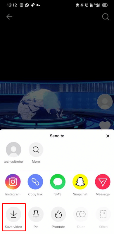 Tap on the Save video option