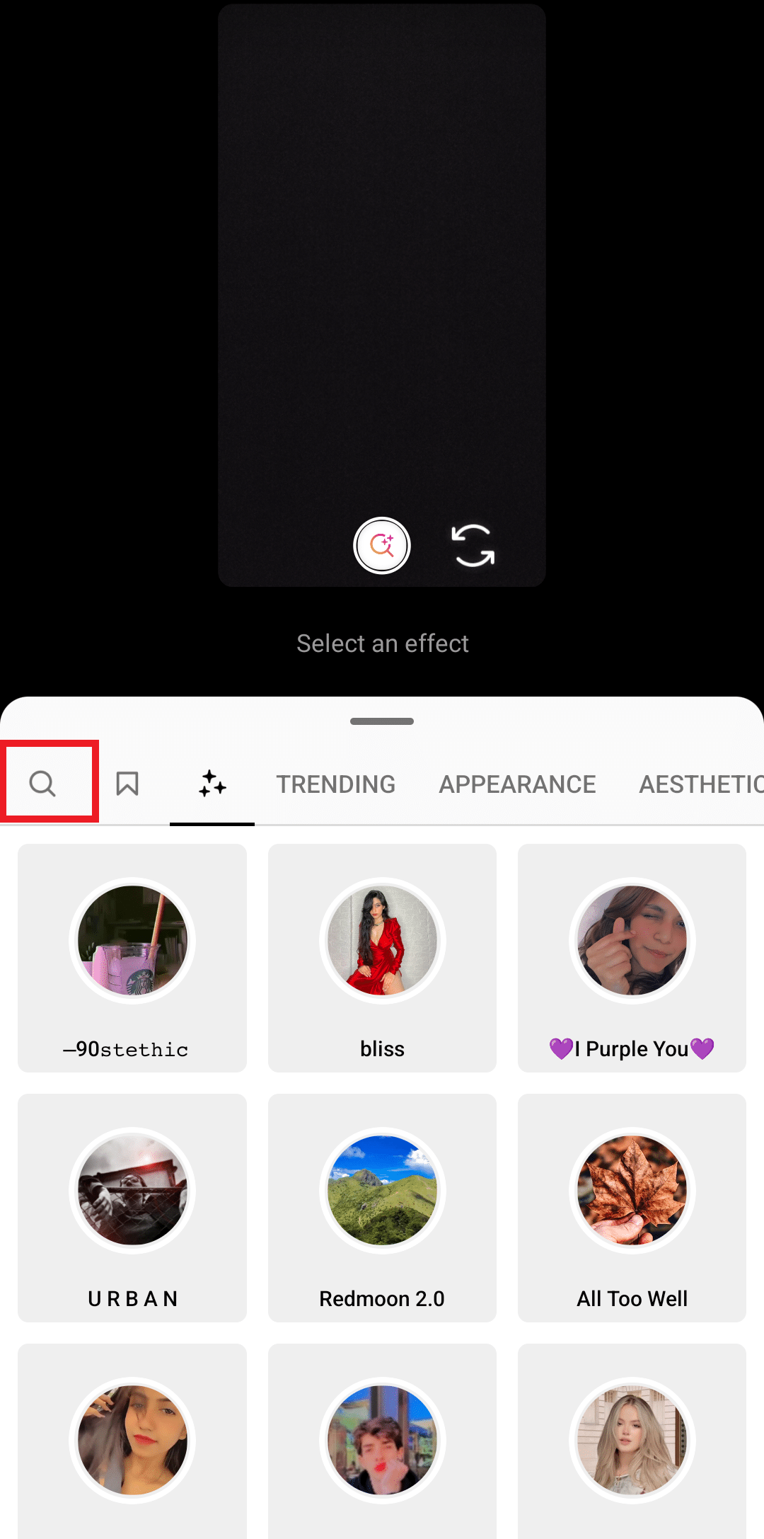 tap on the search icon again on instagram