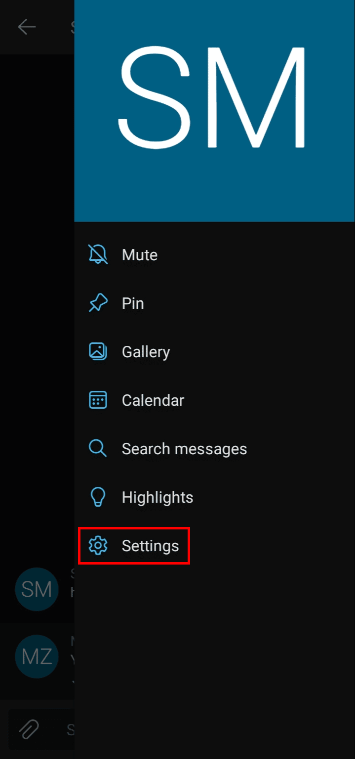 Tap on the Settings option.