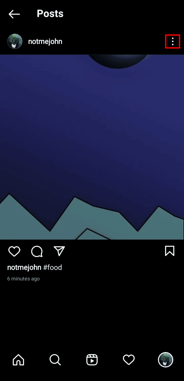 Tap on the three vertical dot icon at the top-right corner of the post | How to Unfollow Hashtags on Instagram