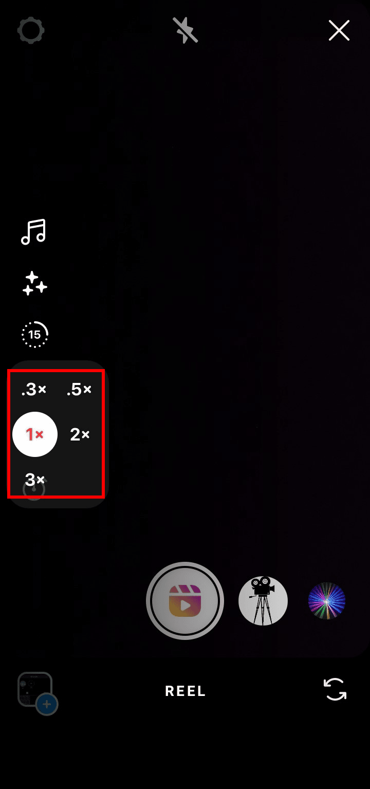 Tap on the video speed of your choice between the .3x, .5x, 1x, 2x, and 3x. 