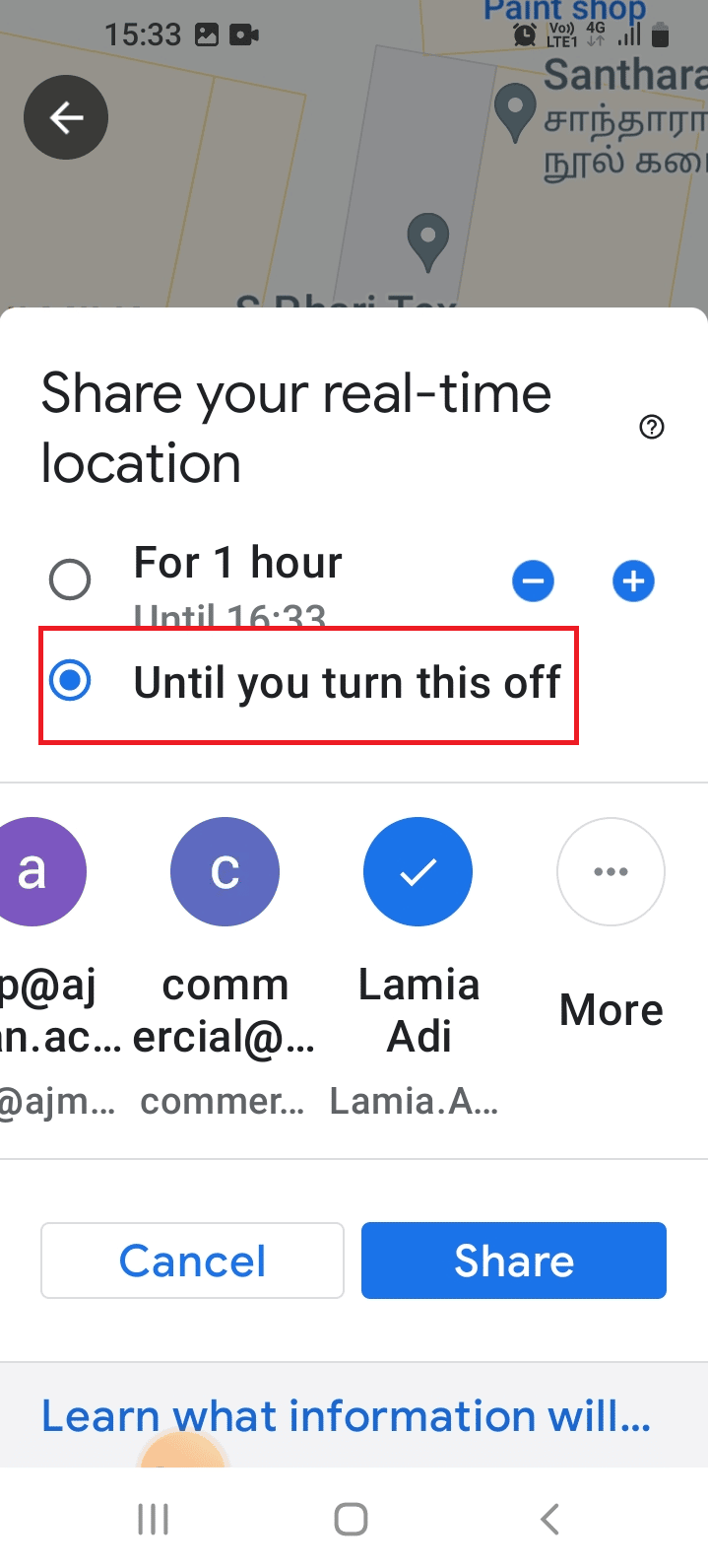 Tap on Until you turn this off option