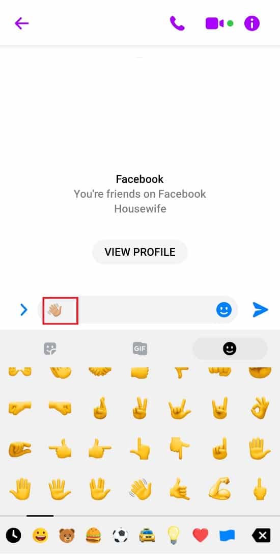 Tap on Wave emoji | Facebook wave feature and emoji on messenger