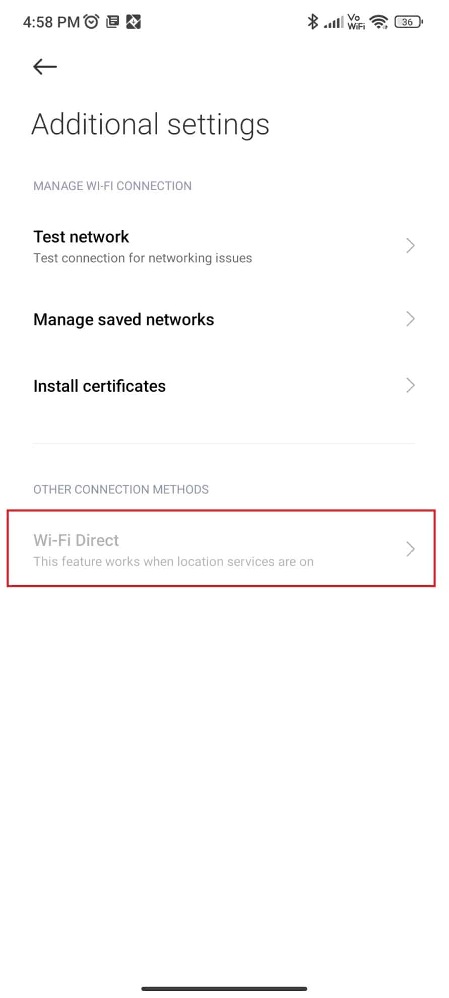 Tap on Wi-Fi direct