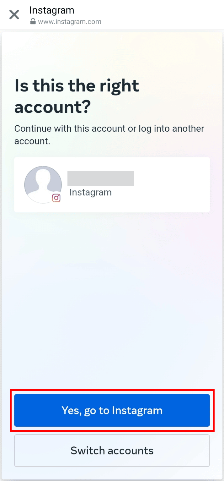 Tap on Yes, go to Instagram button to access your Instagram settings. | How to Disconnect Your Facebook Account from Instagram
