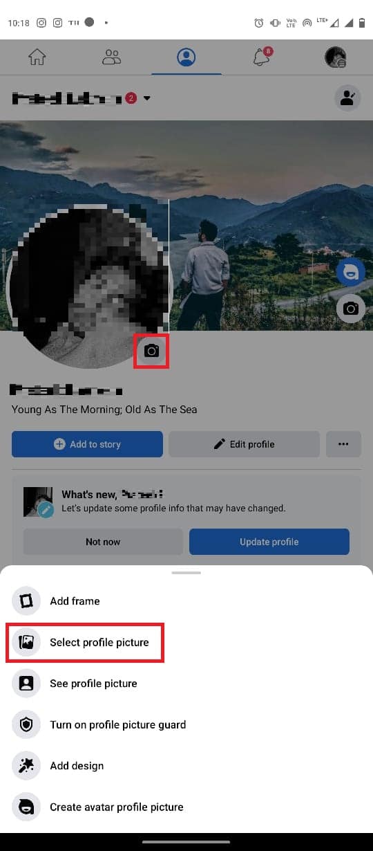 tap on Select profile picture. Fix Cant Change Messenger Profile Pic on Android
