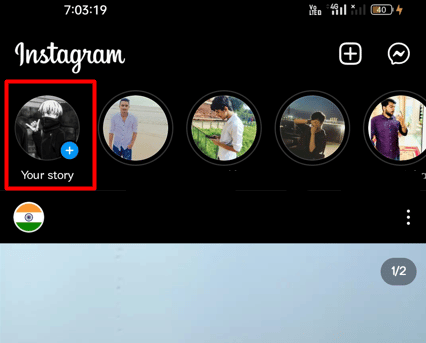 Tap on Your story in the top-left part of the screen