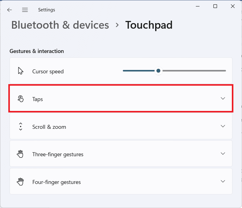 Taps gestures in Touchpad settings. How to Enable or Disable Touchpad Gestures in Windows 11