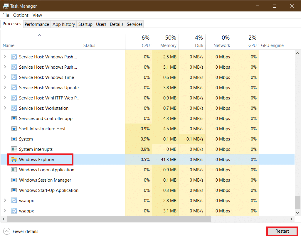 Task Manager Window, Windows Explorer is highlighted. How to Change Taskbar Color in Windows 10