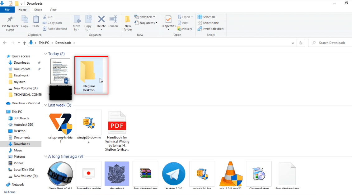 Telegram Desktop created in this folder 