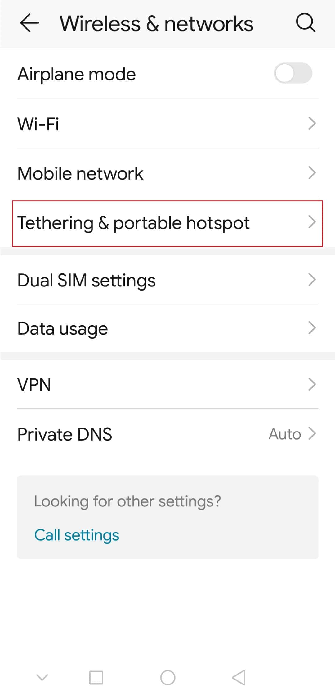 tethering and portable hotspot setting