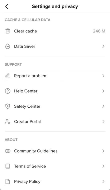 The image show the report a problem option