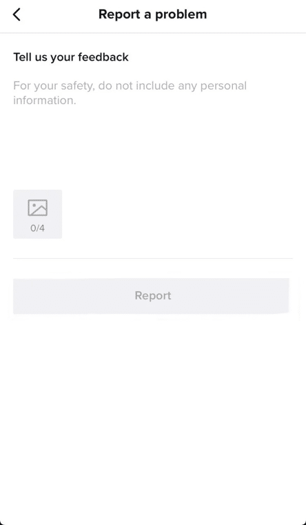 The image shows the report a problem form. How to Contact TikTok Support