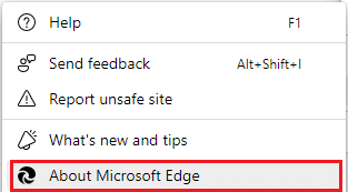 Затем нажмите «О Microsoft Edge».