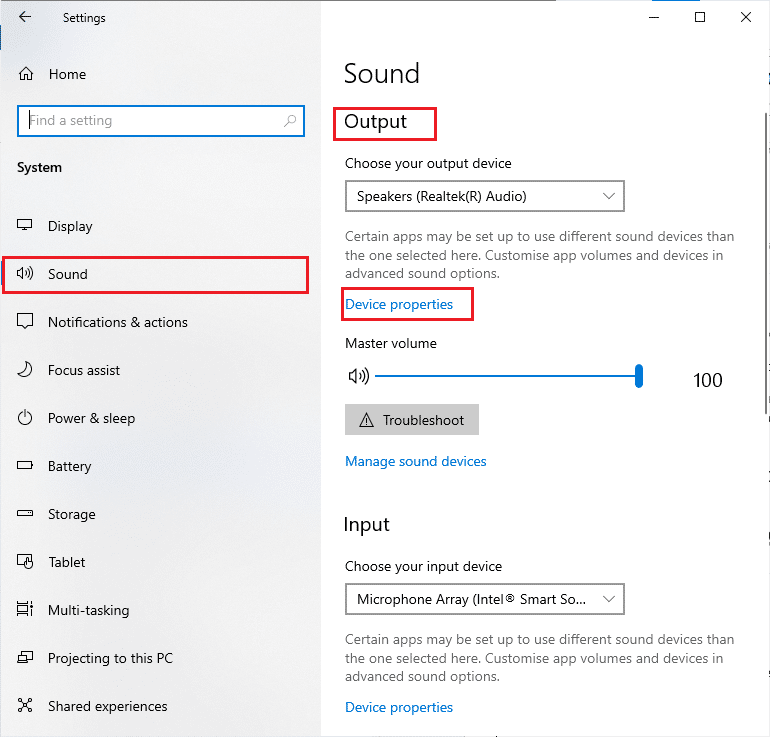 sound output device properties