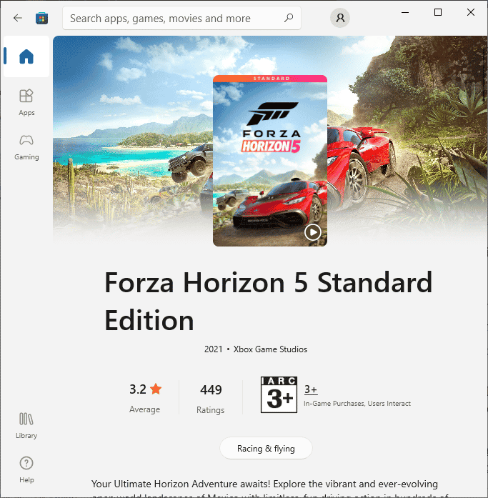 download the game again from Microsoft Store. Fix Forza Horizon 5 Crashing in Windows 10