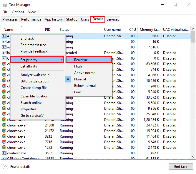 go to the Set Priority option and then choose Realtime. Fix Witcher 3 Crashing on Windows 10