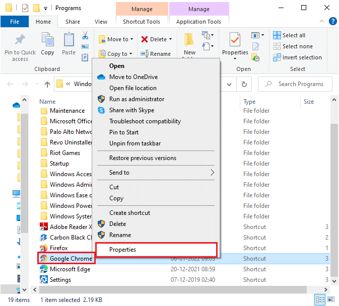 จากนั้นใน File Manager ให้คลิกขวาที่ Google Chrome และคลิกที่ Properties วิธีแก้ไข Chrome หน่วยความจำไม่เพียงพอ