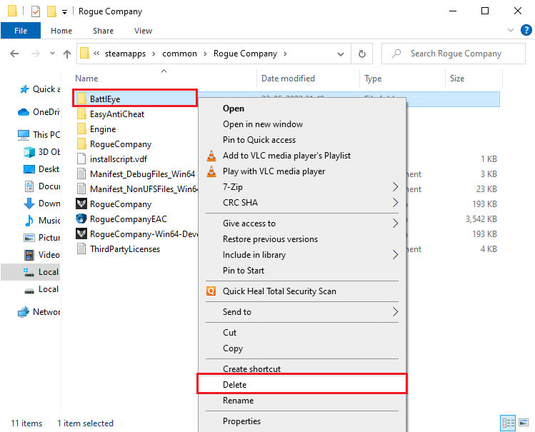 locate the BattlEye folder and right click on it