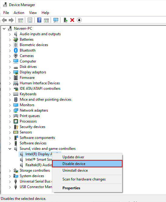 disable device. Fix This Device is Being Used by Another Application Sound Error