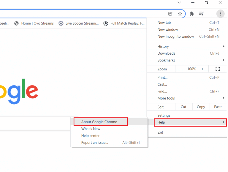 select Help About Google Chrome 