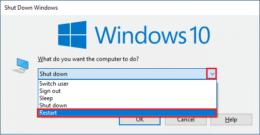 Then, select Restart option from the drop down menu and hit Enter. Fix Minecraft Launcher is Currently Not Available in Your Account