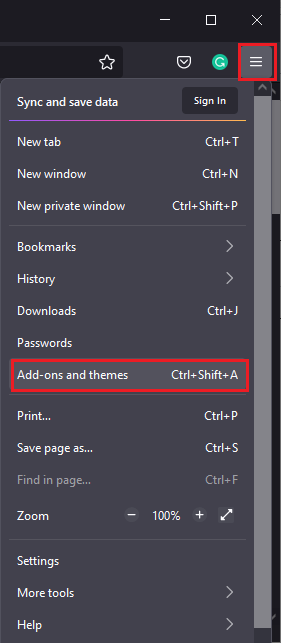 Then, select the Add ons and themes option 