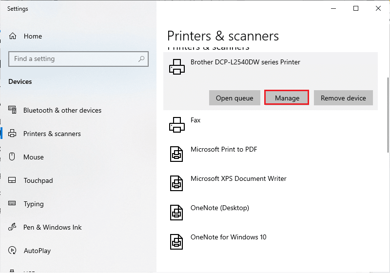 select your printer and click on Manage. Fix Slow Network Printing in Windows 10