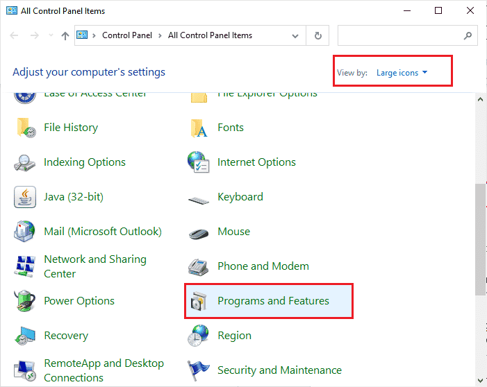 click on Programs and Features. Fix Java TM Platform SE Binary Not Responding in Windows 10
