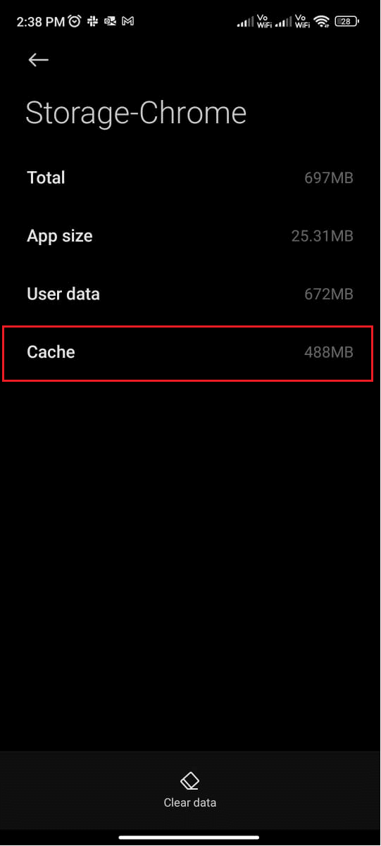 tap on Cache option from the list. Fix KingRoot Error Code 0X1