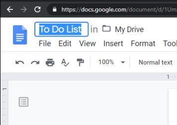 لیست کارهای Google Docs - نامگذاری آن