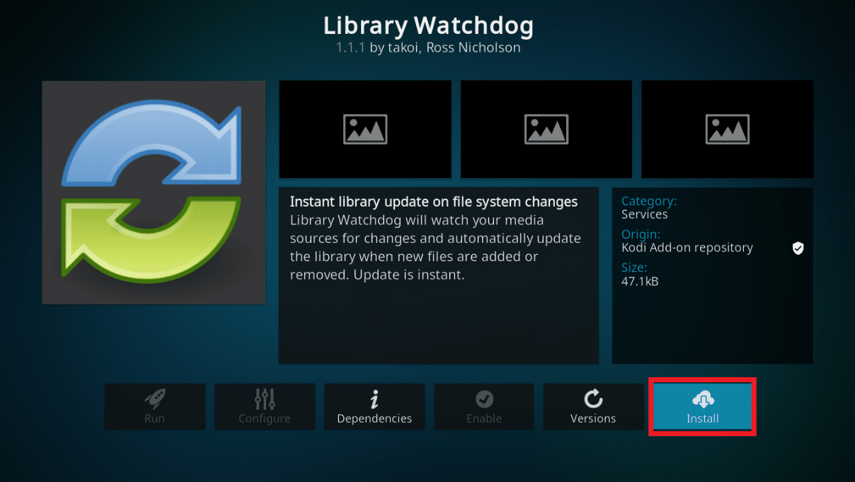 To download and install the add on, click the Install button. How to Update Kodi Library