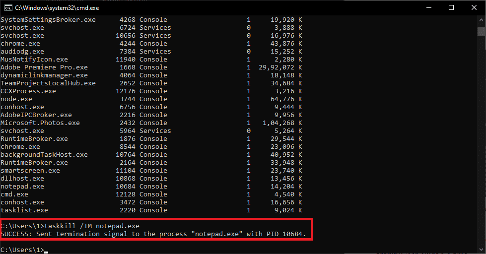 To kill a process using its Image Name, execute - taskkill /IM Image Name How To Kill A Process