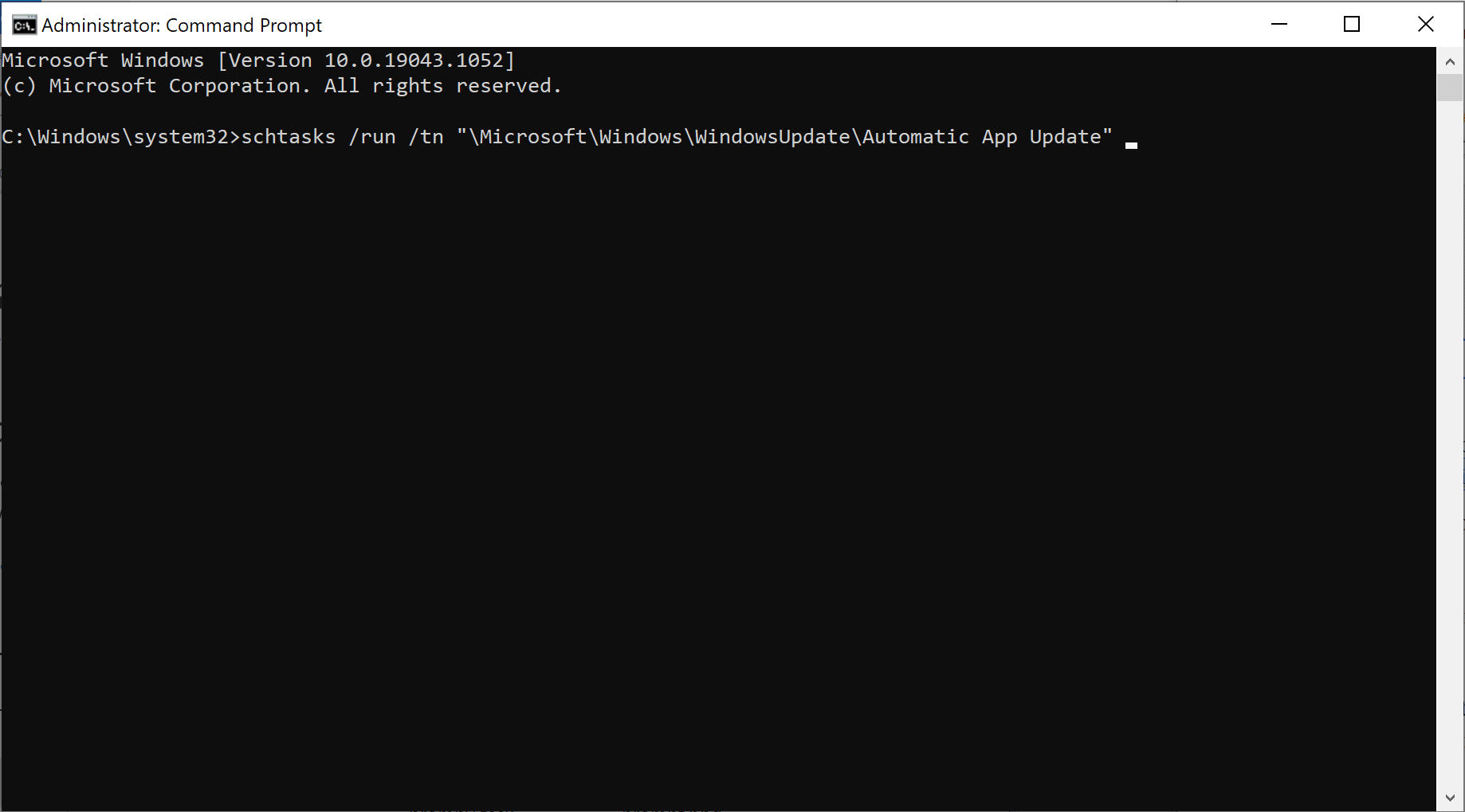 To Update microsoft store type the command in the command prompt