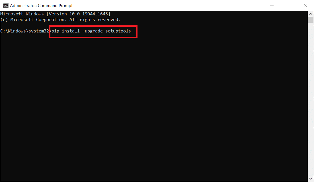 update setuptools command. Fix Command Failed With Error Code 1 Python Egg Info