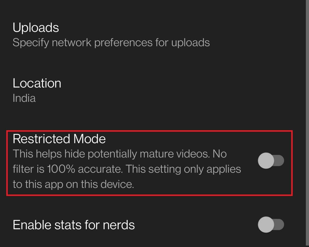 Toggle off the bar next to Restricted Mode.