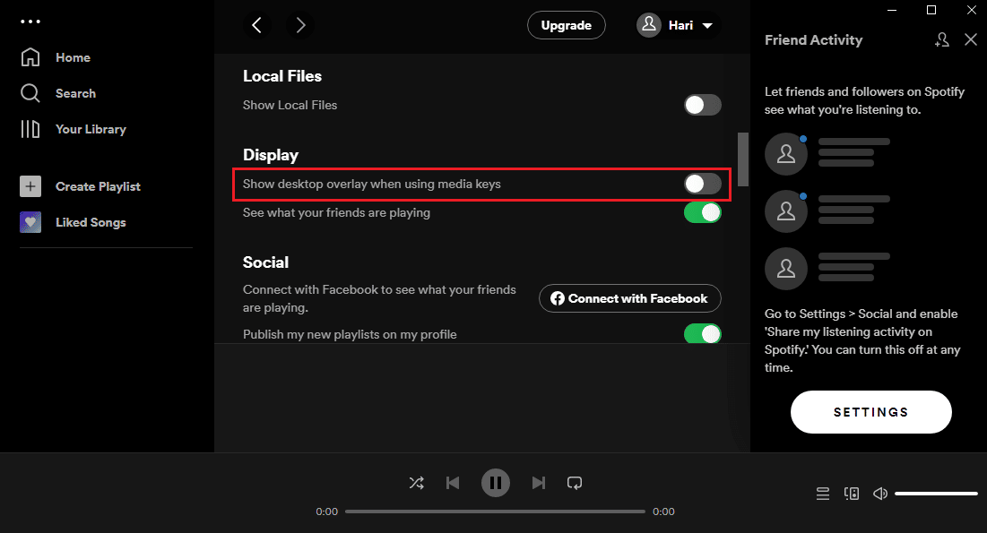toggle off the setting Show desktop overlay when using media keys in the Display section