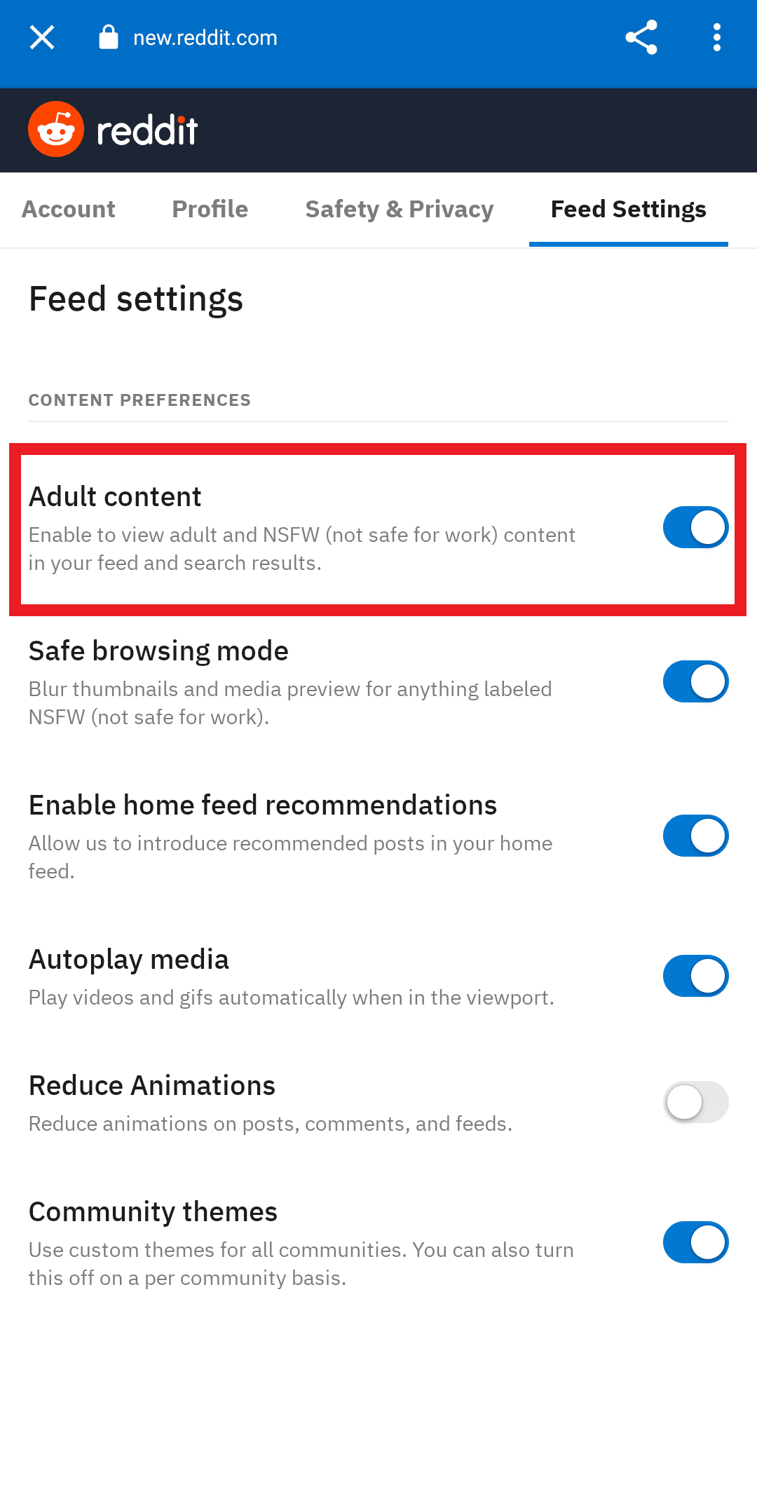toggle on adult content | How to Turn On or Off NSFW on Reddit