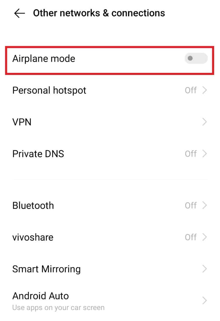 Toggle on Airplane mode