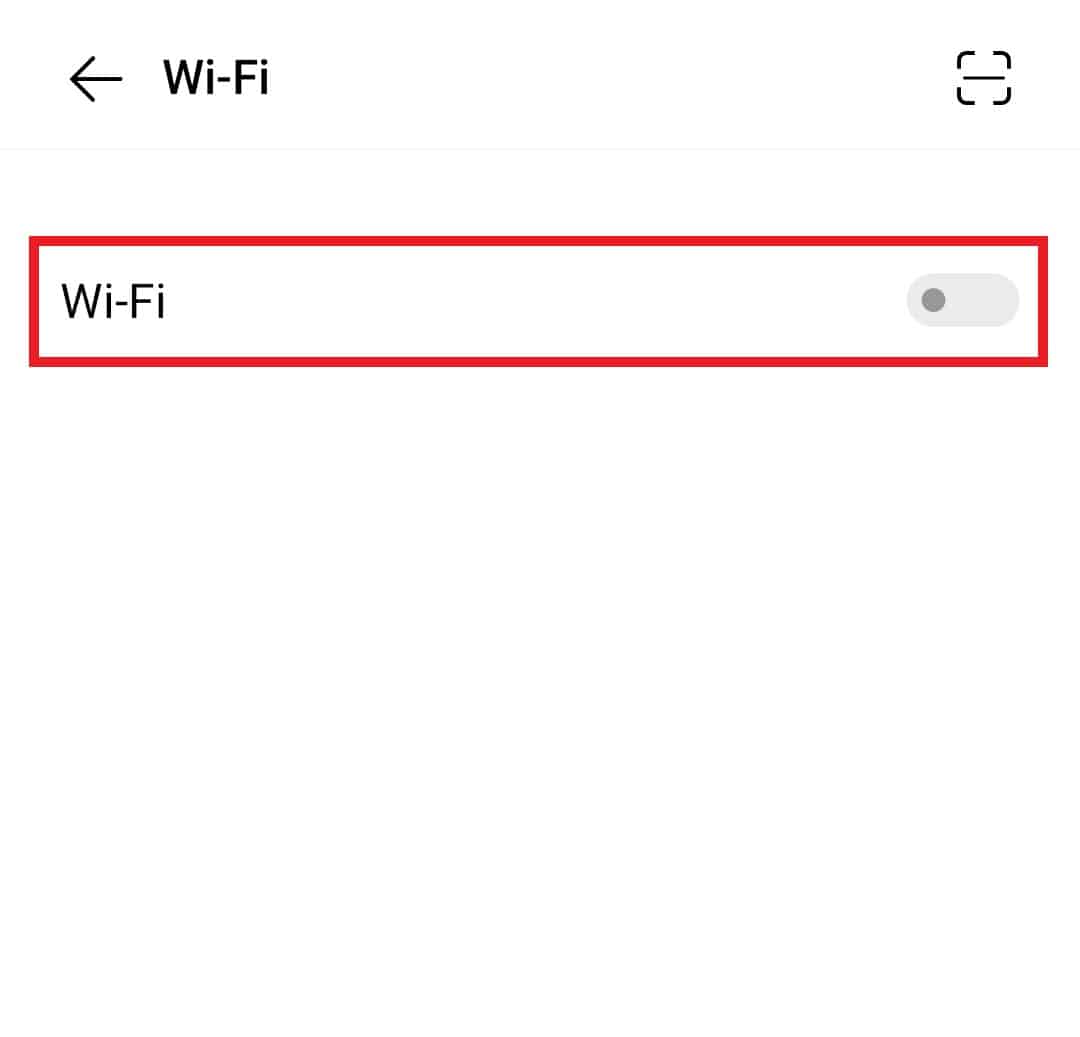 Toggle on the Wi-Fi button