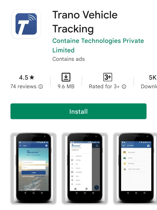 Trano Vehicle Tracking in app store