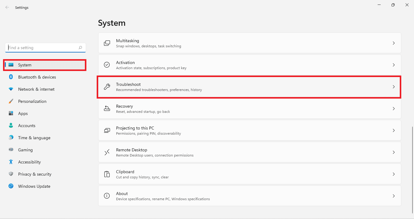 Troubleshoot option in the settings. How to fix Webcam not working on Windows 11