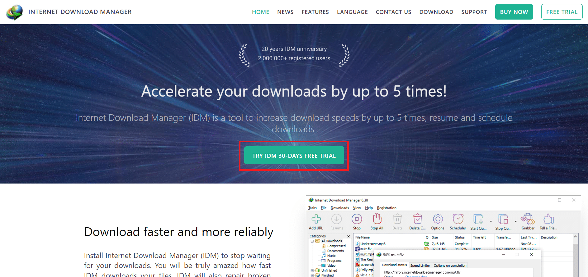 TRY IDM 30 DAYS FREE TRIAL button