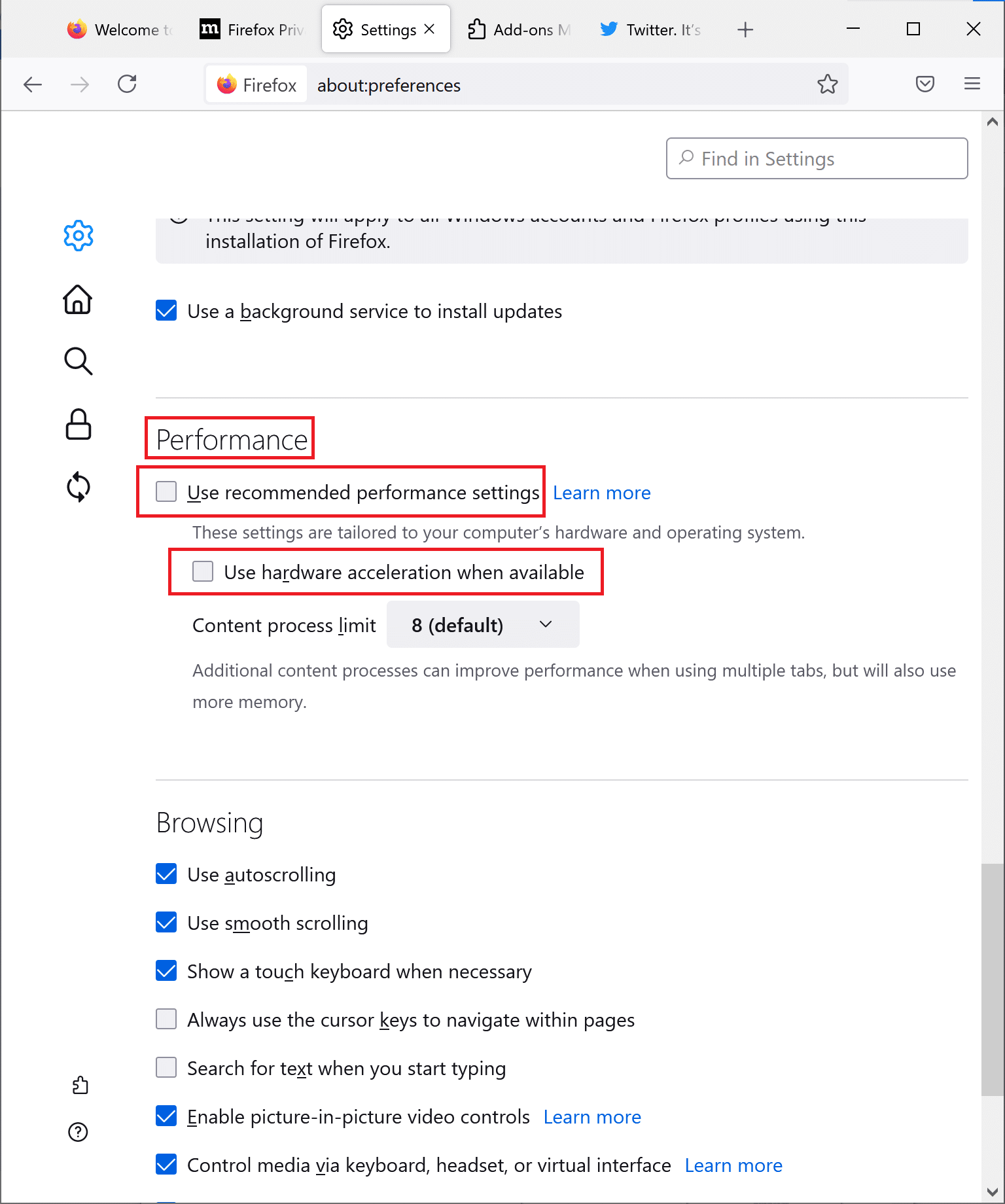 Turn off hardware acceleration for firefox | How to Fix Firefox Not Playing Videos