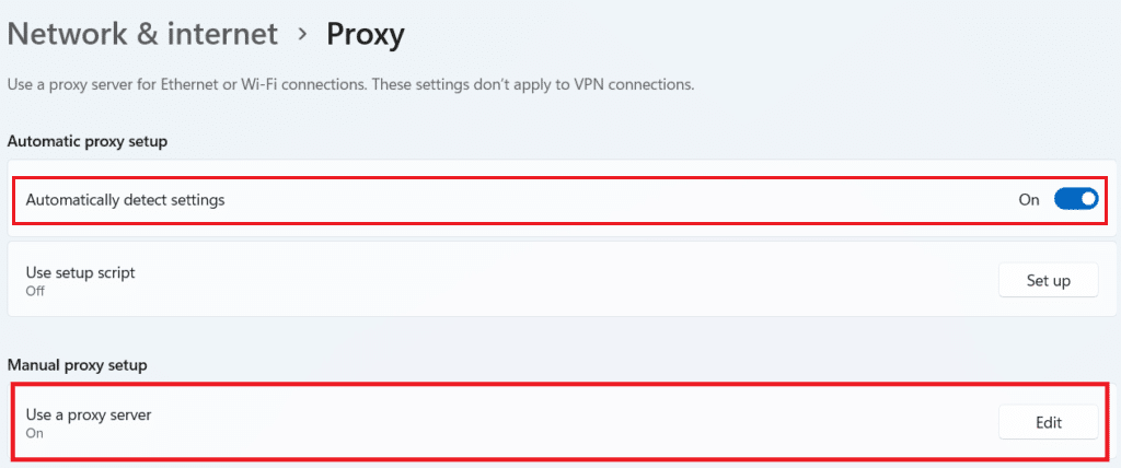 turn off proxy automatic proxy settings windows 11