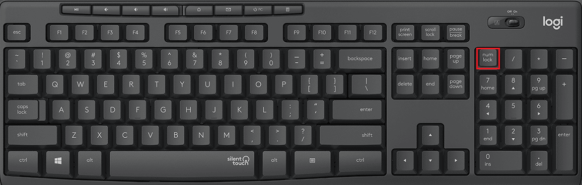 turn on Num Lock on your Logitech keyboard by pressing the Num Lock key from the right-hand side, above the Numpad | How to Turn Off Logitech Keyboard Number Lock