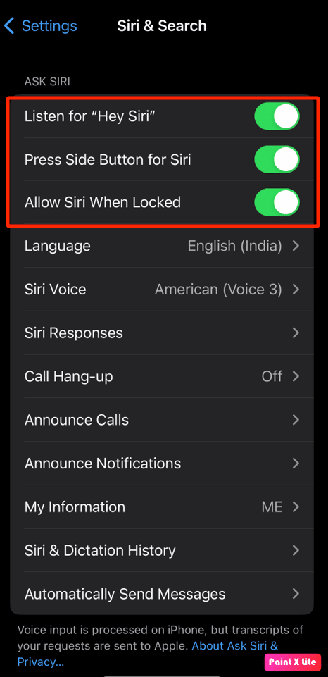Включите, нажмите боковую кнопку Siri, разрешите Siri, когда она заблокирована, послушайте «Привет, Siri»