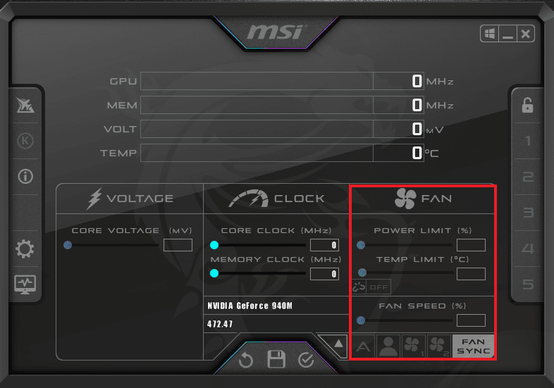 Tweak FAN settings. Ways to Fix MSI Afterburner Not Working on Windows 10