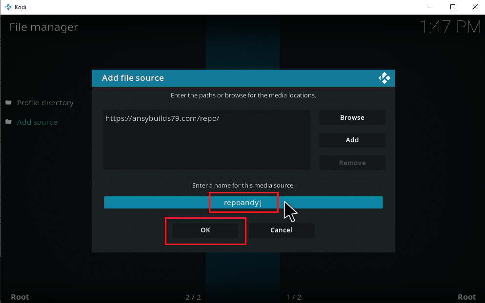 Type a name for the media source and click OK. How to Add Music to Kodi