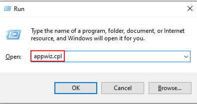Type appwiz.cpl and press enter